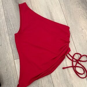 Garage Red One-Shoulder Top